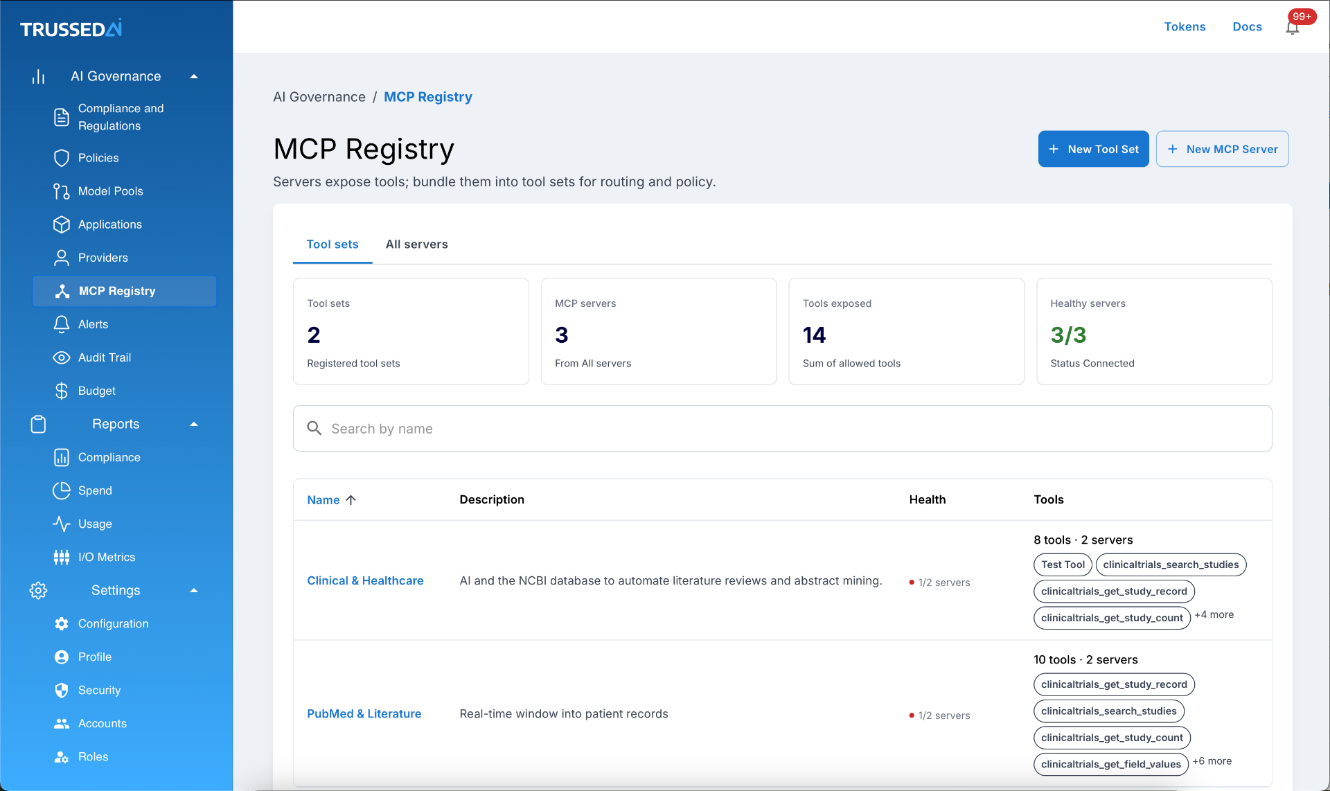 Trussed AI platform showing compliance and regulations dashboard